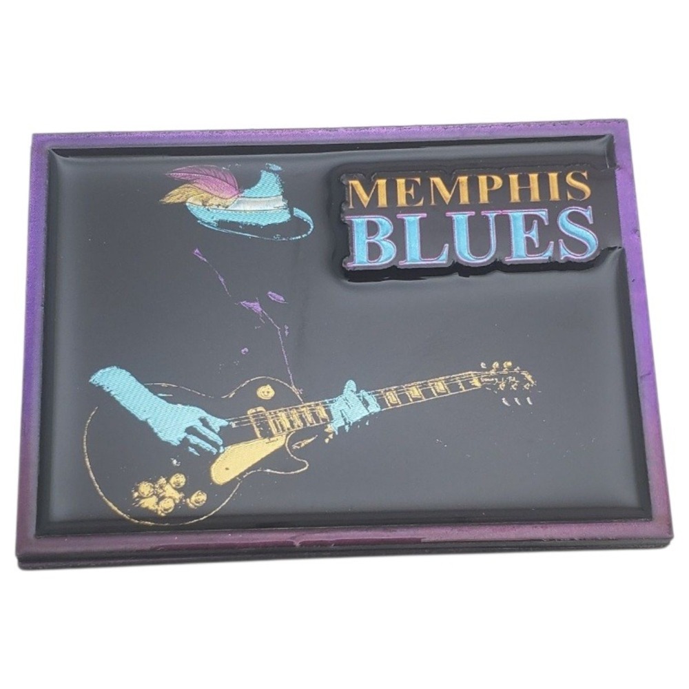 Memphis Blues Fridge Magnet Souvenir Guitar Player Magnet Purple Border‎ Tourist